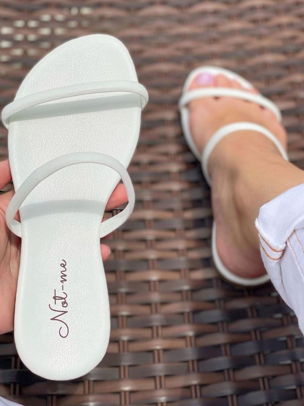 Aerie White Strappy Slide Sandals for Women
